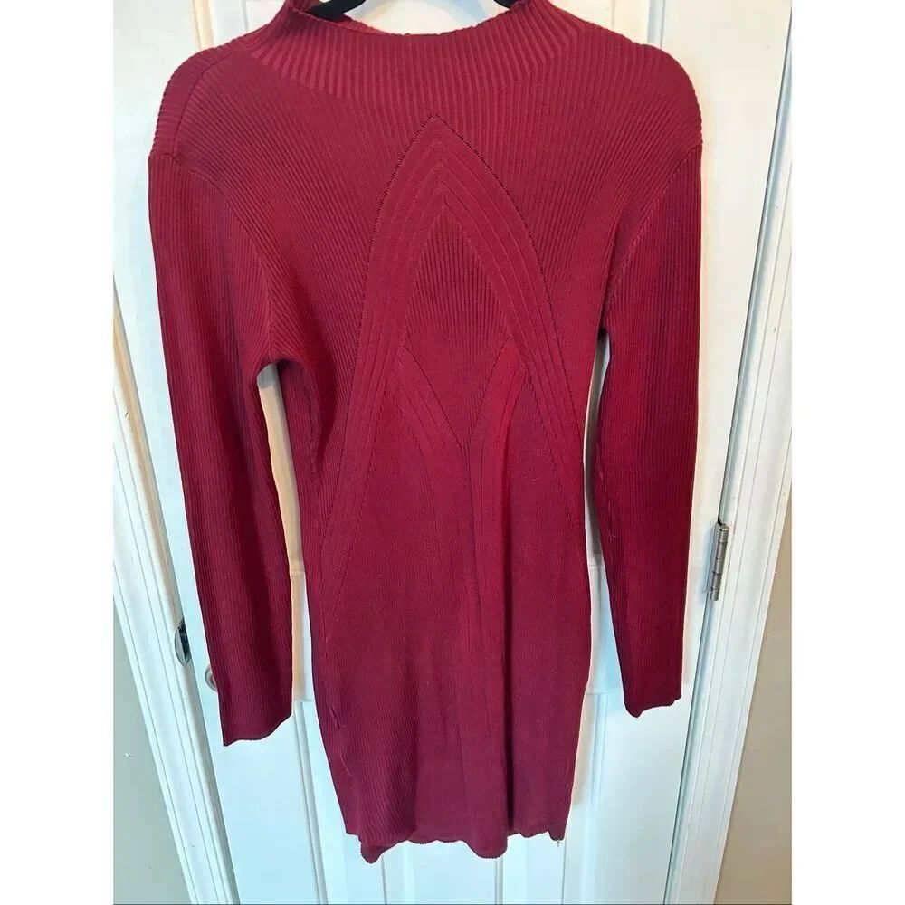 Fashion nova red ribbed-knit long-sleeve sweater dress w mock turtleneck size xl